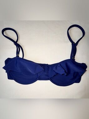 Tori Praver Women's Ruffle Underwire Bikini Top - Navy Blue